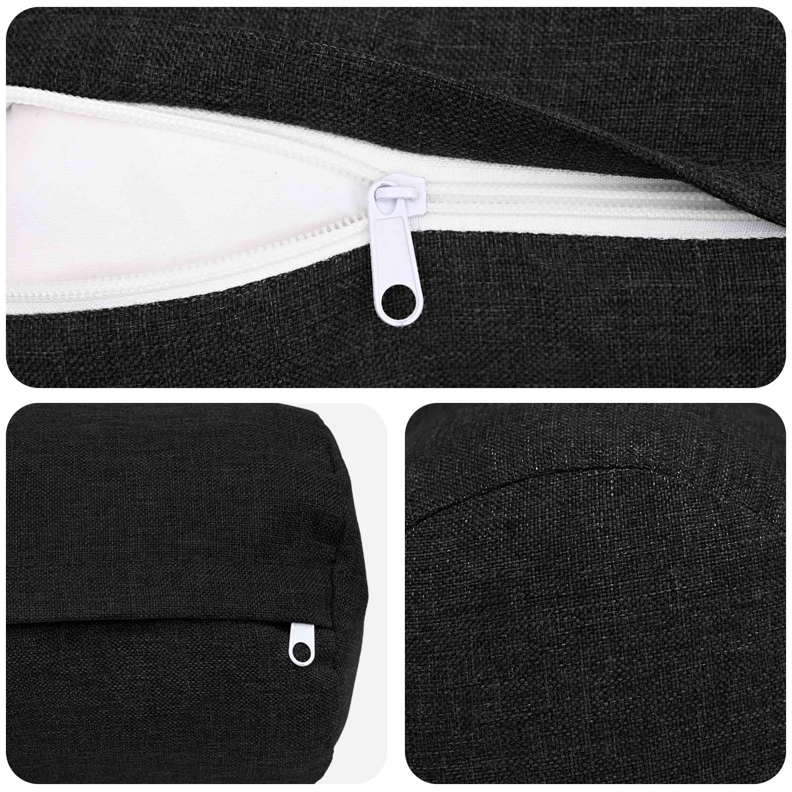 Federa 6 pz HEERLEN Nero Ø 15 x 40 cm Tessuto