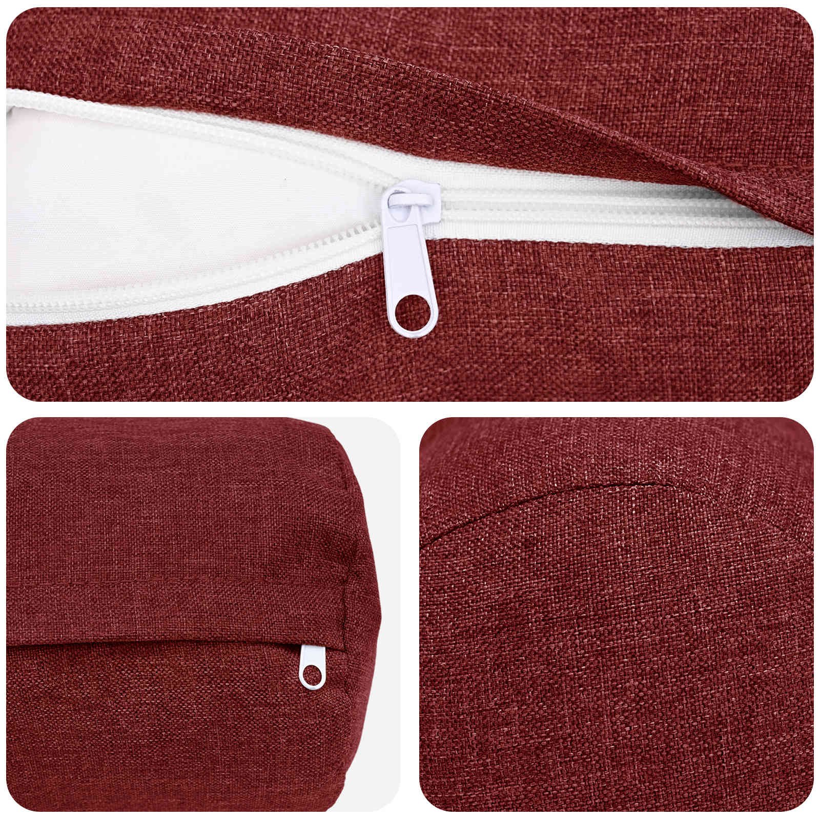 Federa 2 pz HEERLEN Rosso Vino Ø 15 x 40 cm Tessuto