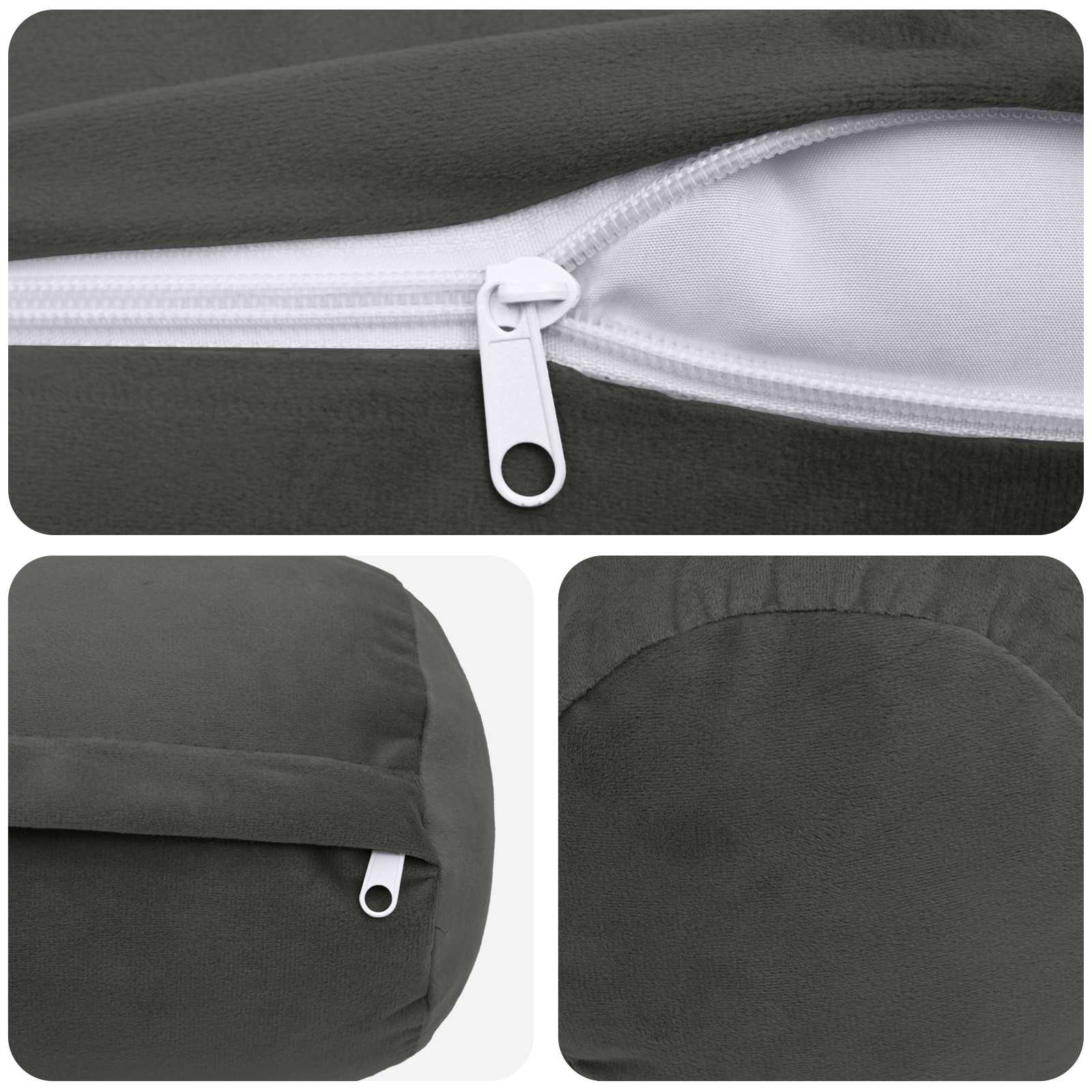 Federa 2 pcs HEERLEN Grigio Scuro Ø 15 x 40 cm Velluto