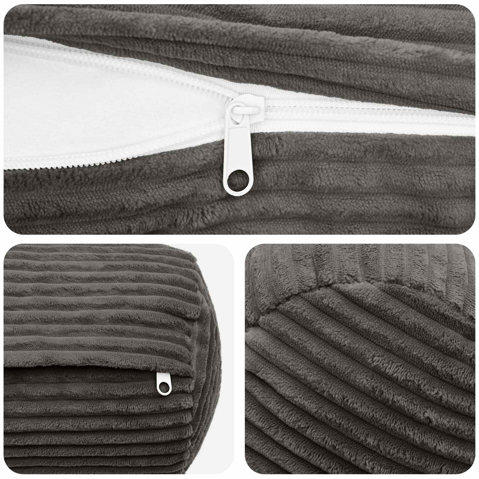 Federa 6 pcs HEERLEN Grigio Scuro Ø 15 x 40 cm corduroy