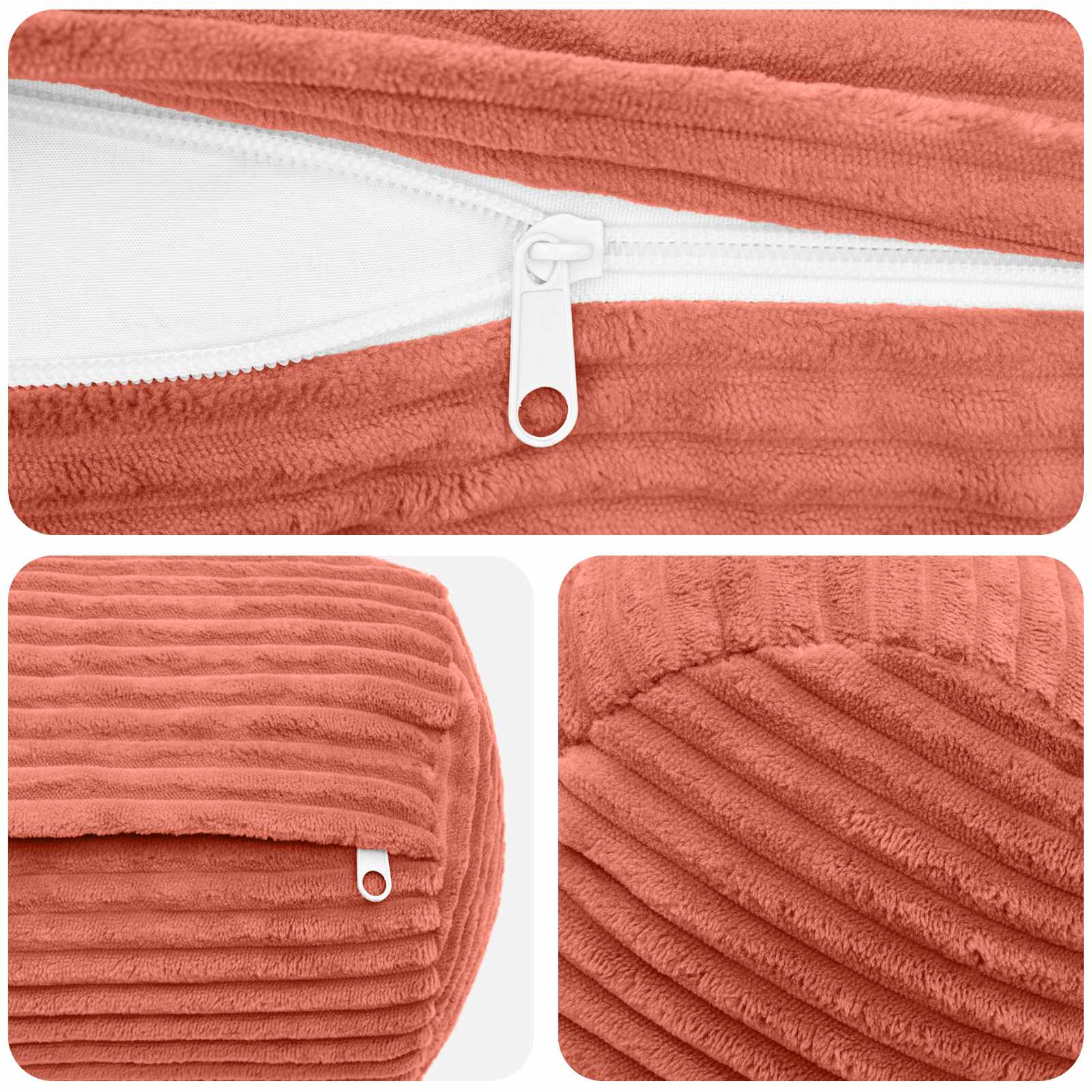 Federa 2 pcs HEERLEN Rosso Arancio Ø 15 x 40 cm corduroy