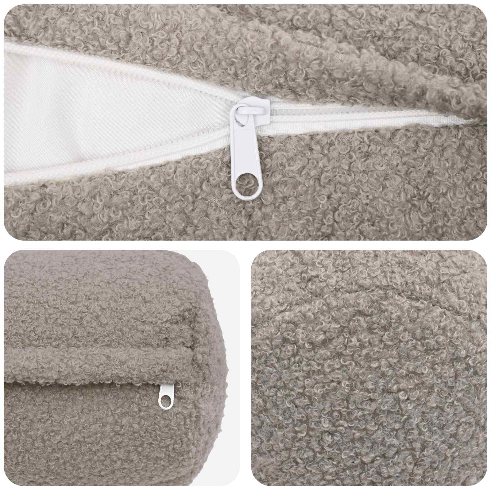 Federa 2 pcs HEERLEN Grigio Chiaro Ø 15 x 40 cm Bouclé