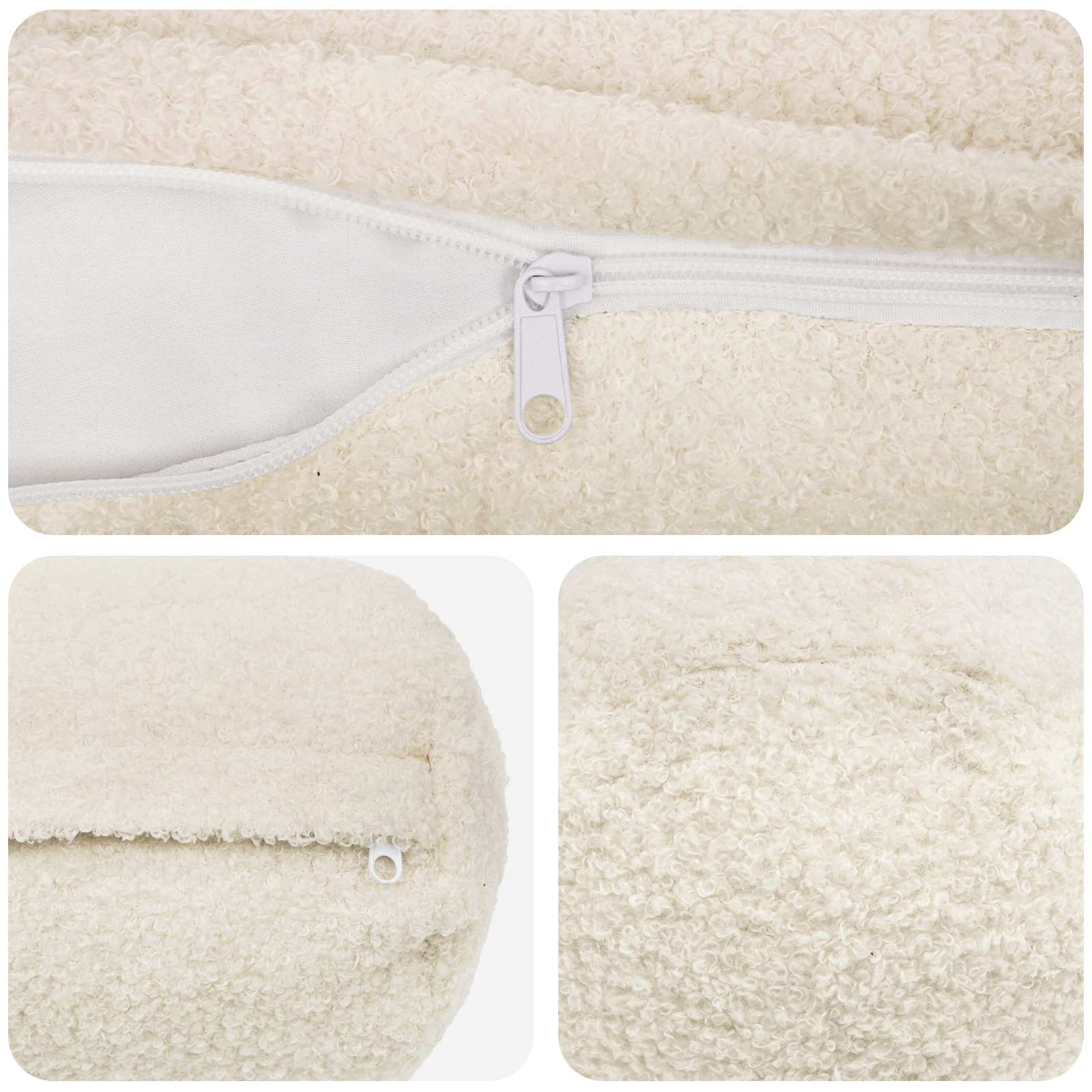 Federa 6 pcs HEERLEN Crema Ø 15 x 40 cm Bouclé