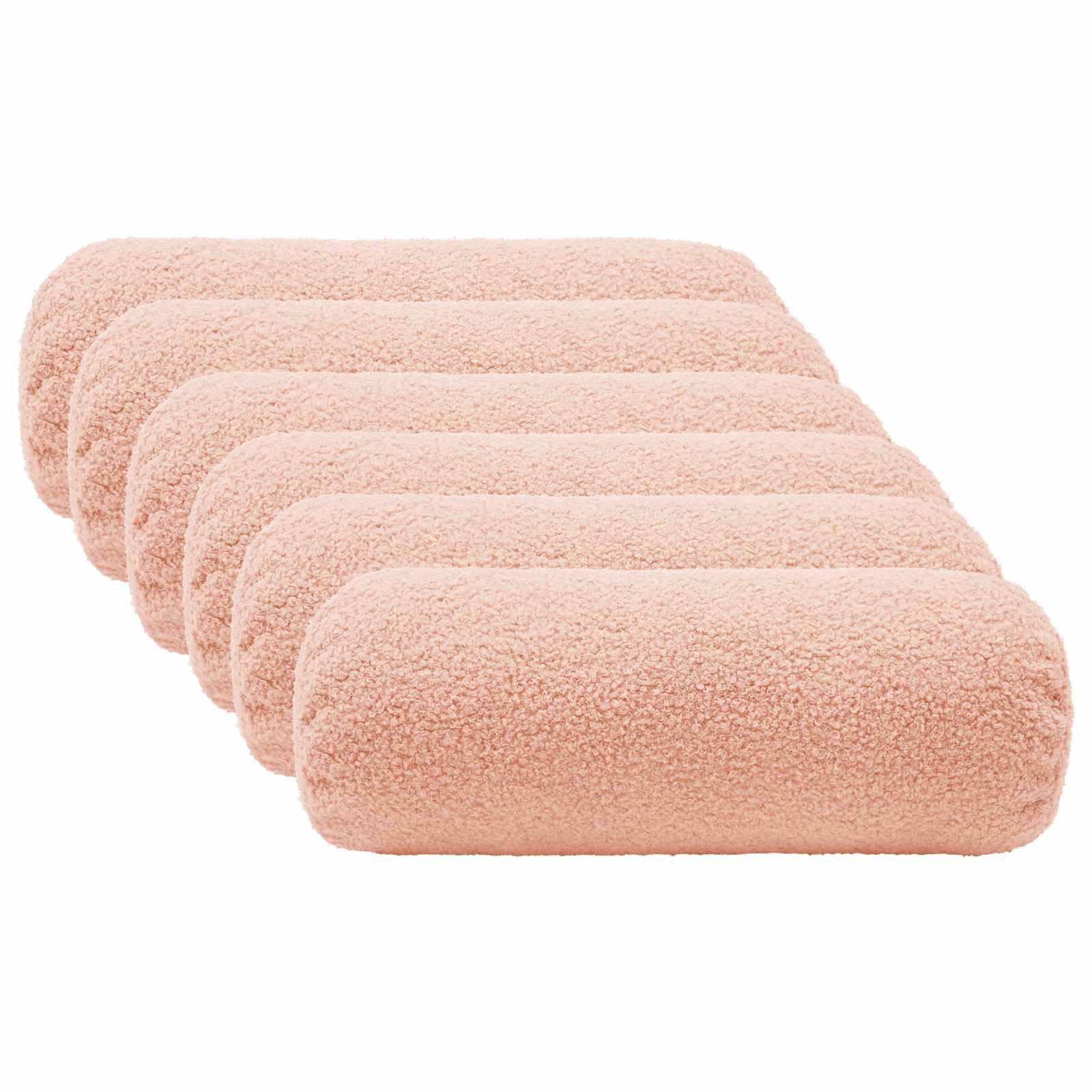 Federa 6 pcs HEERLEN Rosa Ø 15 x 40 cm Bouclé
