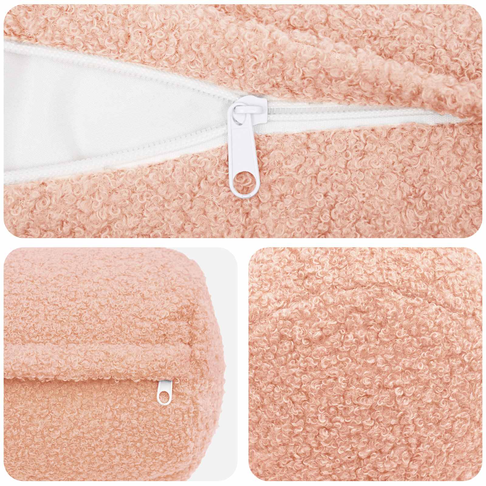 Federa 6 pcs HEERLEN Rosa Ø 15 x 40 cm Bouclé