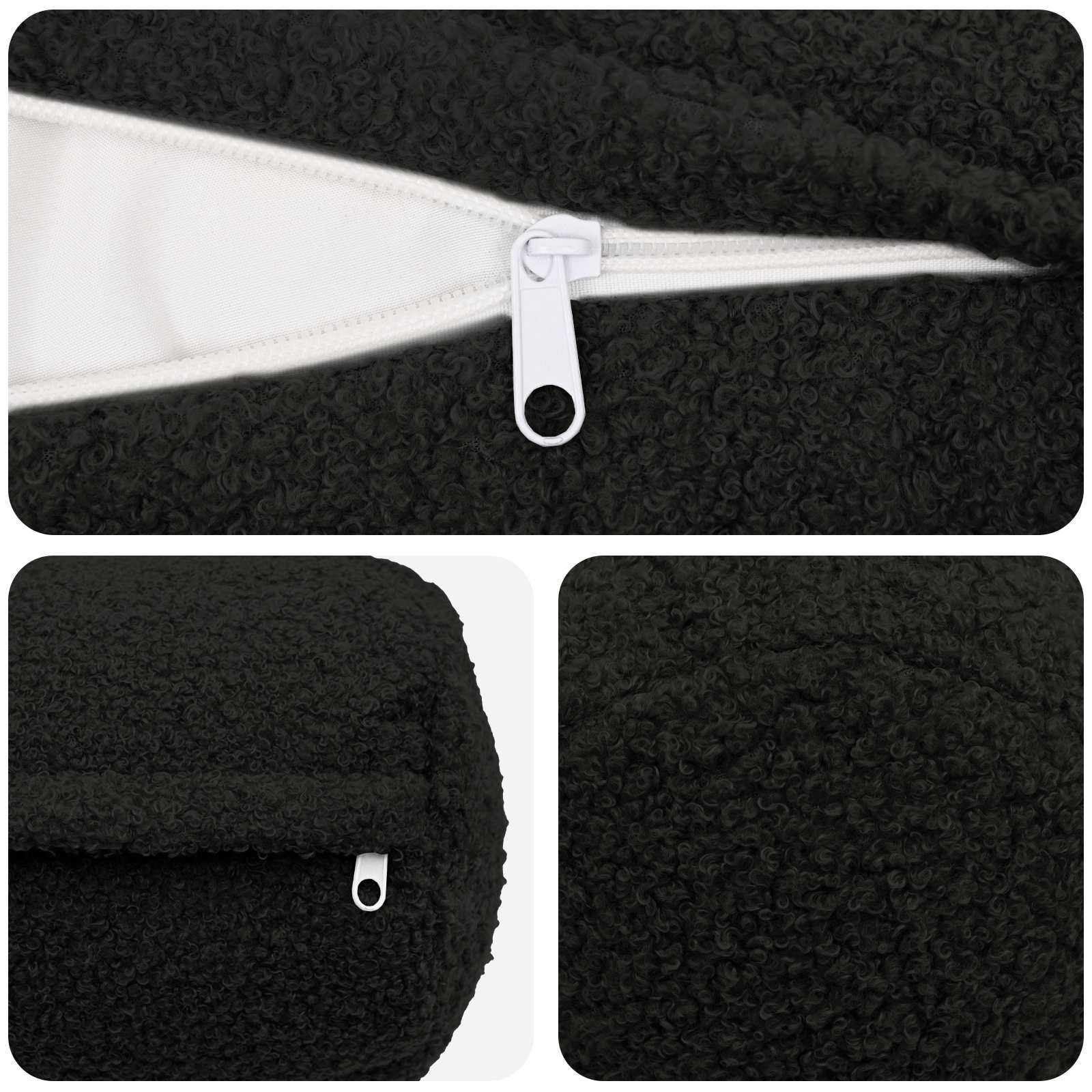 Federa 2 pcs HEERLEN Nero Ø 15 x 40 cm Bouclé