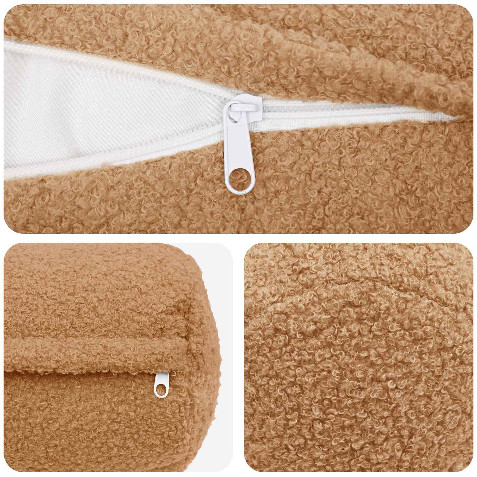Federa 2 pcs HEERLEN Beige Ø 15 x 40 cm Bouclé