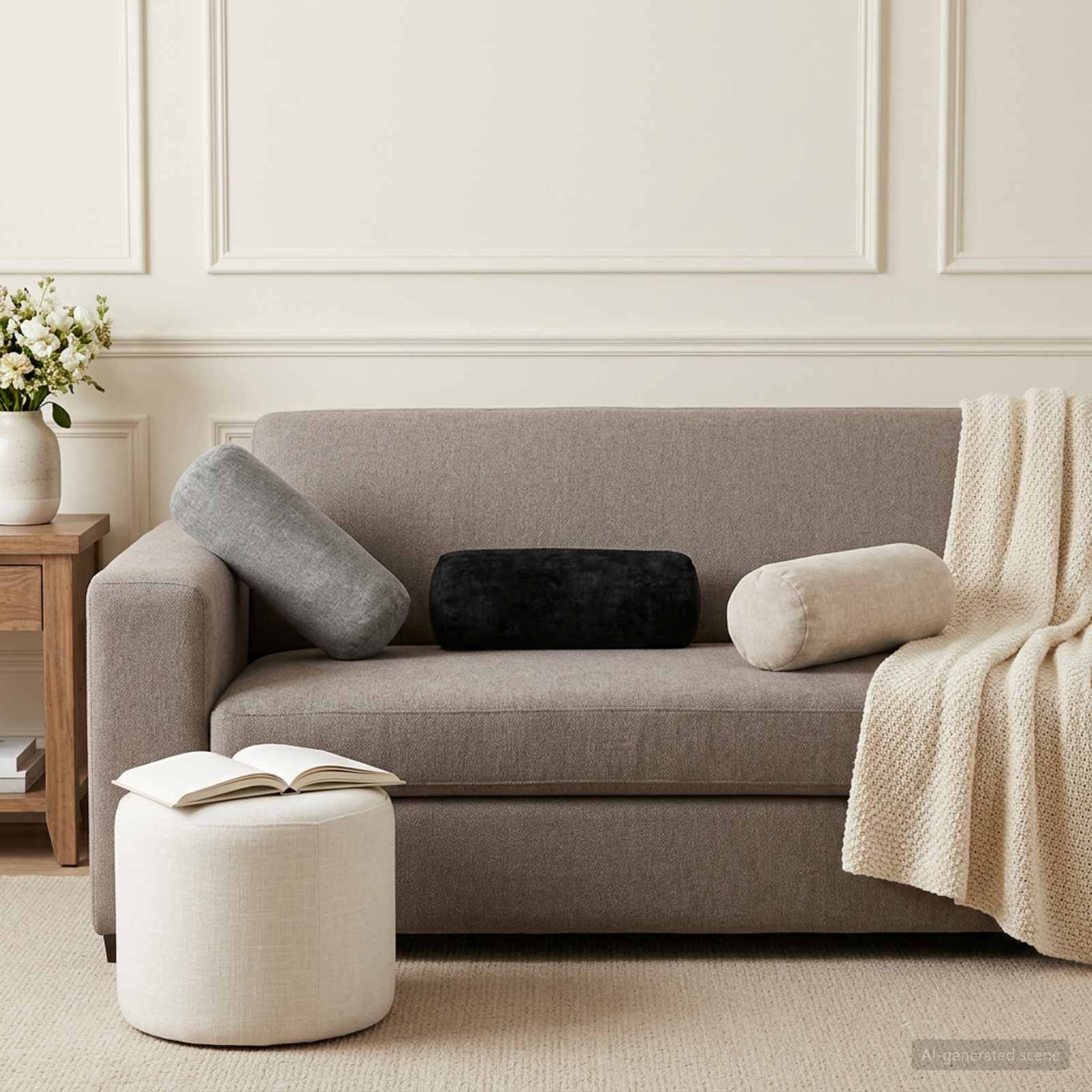 Federa 6 pz HEERLEN Grigio Chiaro Ø 15 x 40 cm Tessuto Chenille