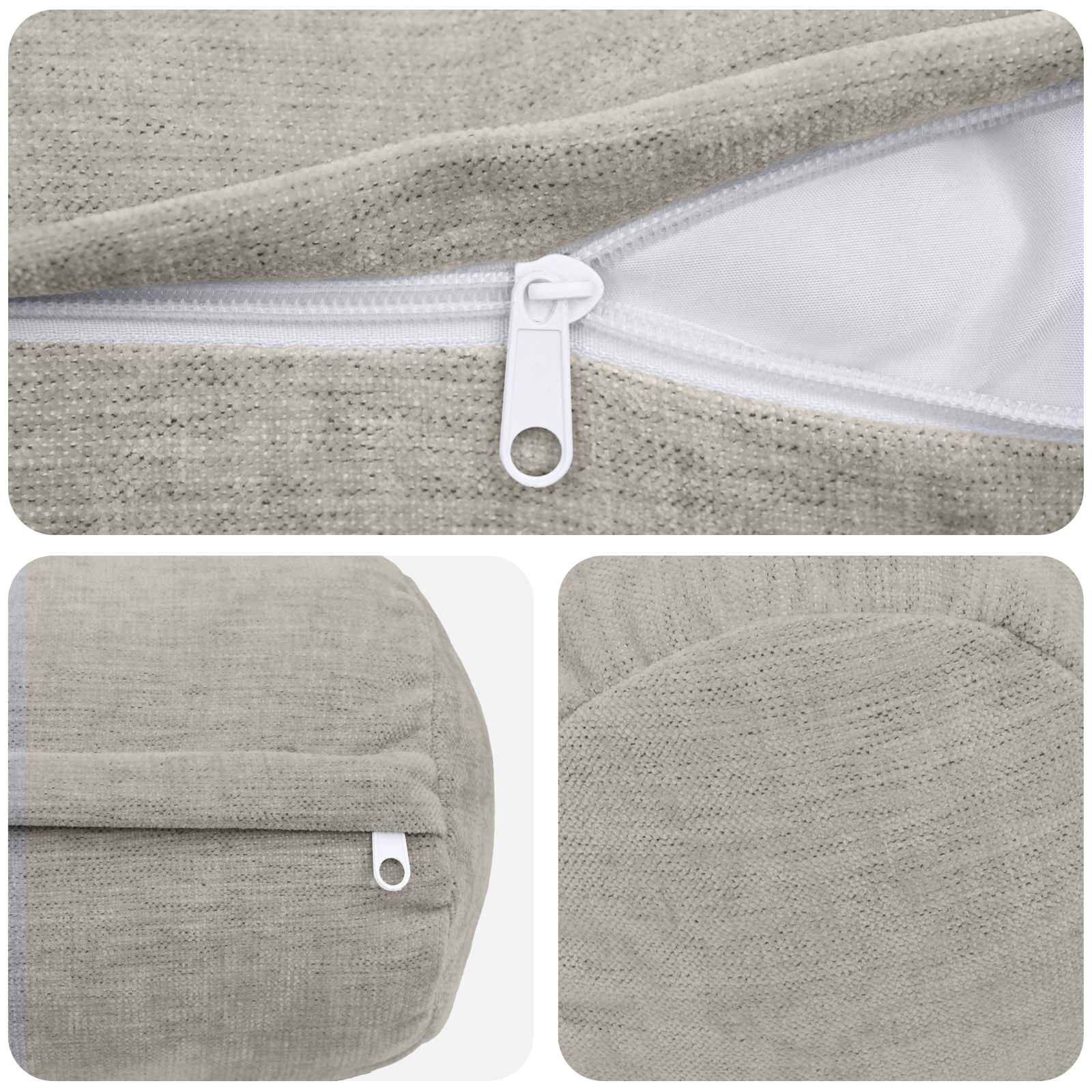 Federa 6 pz HEERLEN Grigio Chiaro Ø 15 x 40 cm Tessuto Chenille