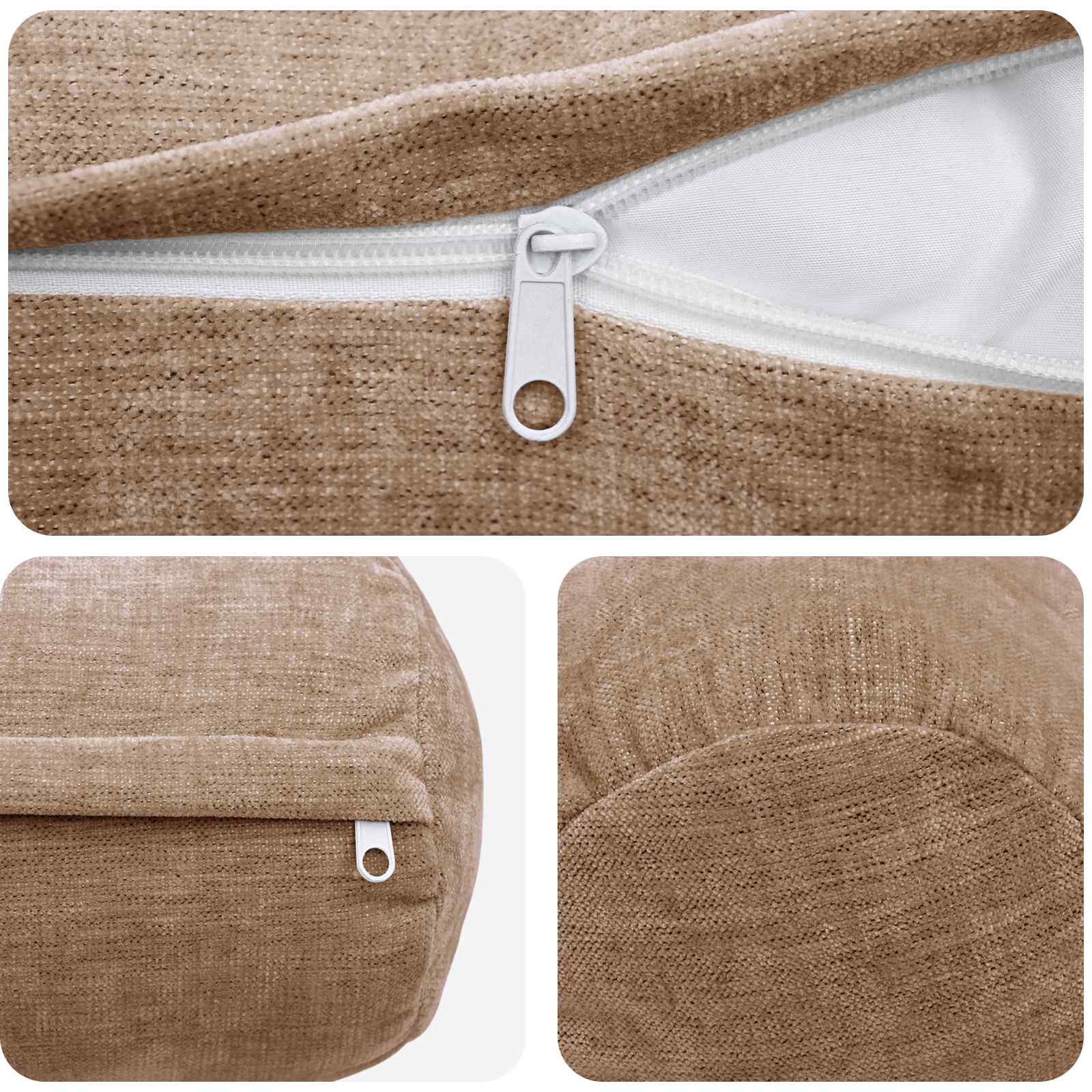 Federa 6 pz HEERLEN Marrone Ø 15 x 40 cm Tessuto Chenille
