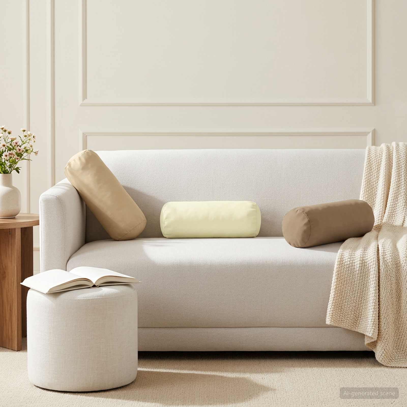 Federa 6 pcs HEERLEN Beige Ø 15 x 40 cm Poliestere