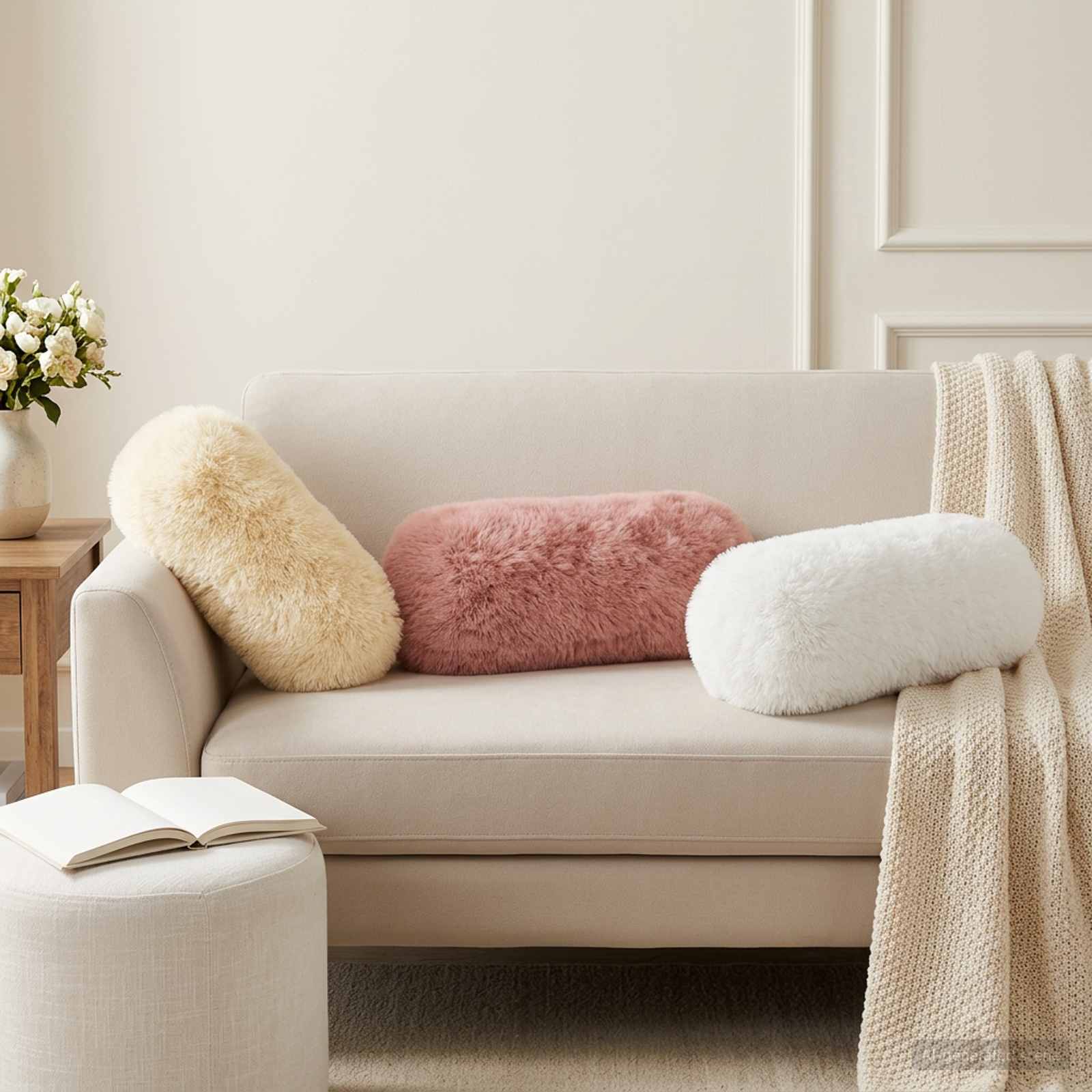 Federa 2 pcs HEERLEN Bianco Ø 15 x 40 cm Fleece PV