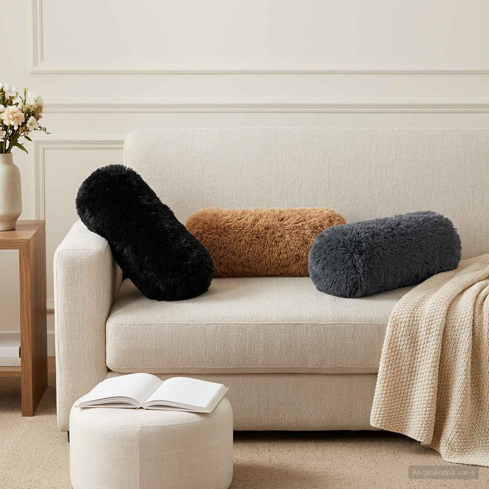 Federa 2 pcs HEERLEN Tortora Ø 15 x 40 cm Fleece PV