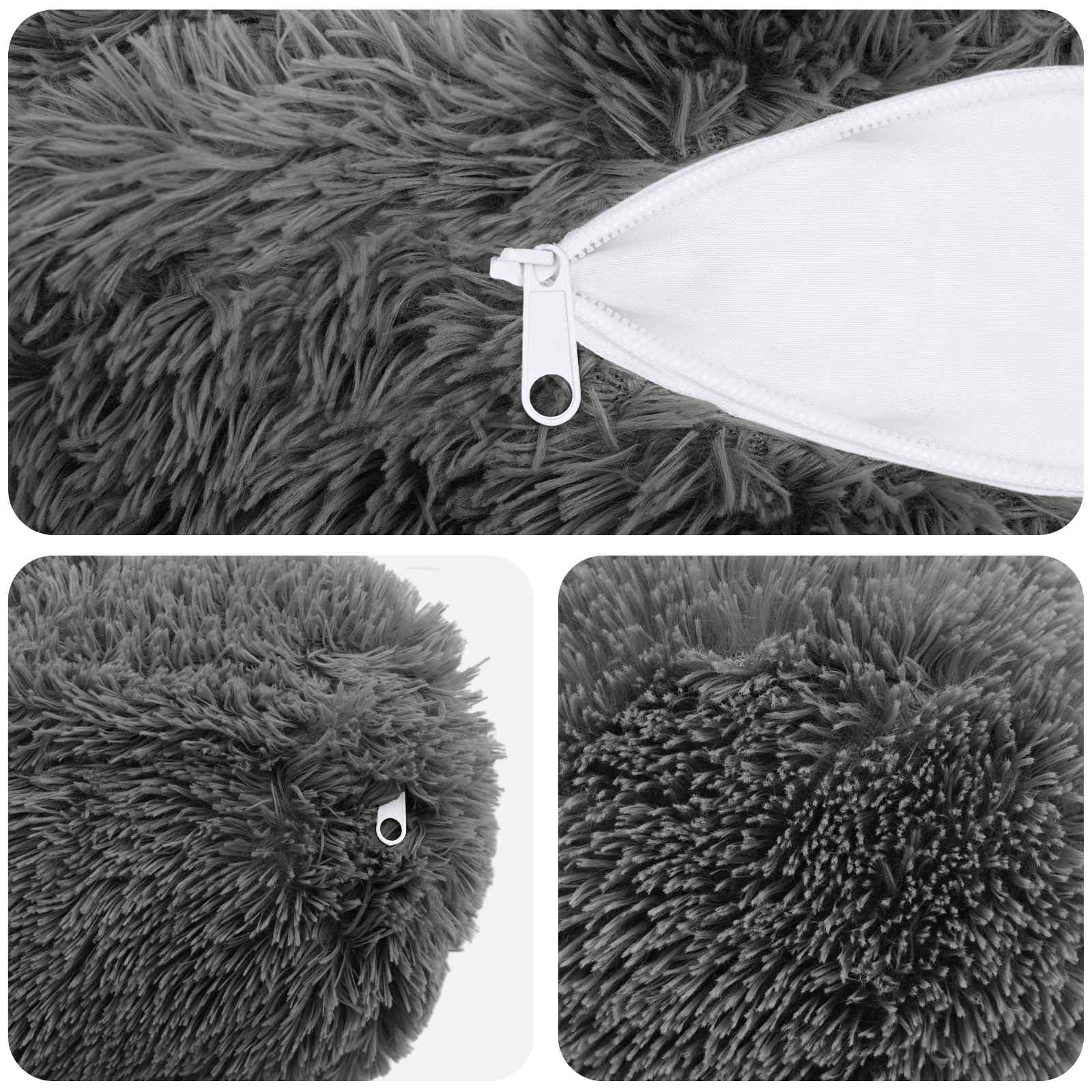 Federa 2 pcs HEERLEN Grigio Chiaro Ø 15 x 40 cm Fleece PV