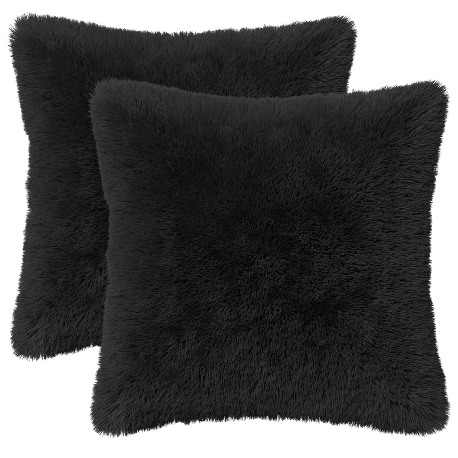 Cuscino con cuscino HEERLEN 2 pz Nero Fleece PV