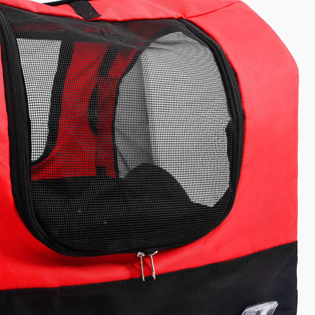 Rimorchio per Animali Domestici e Passeggino 2in1 Rosso e Nero