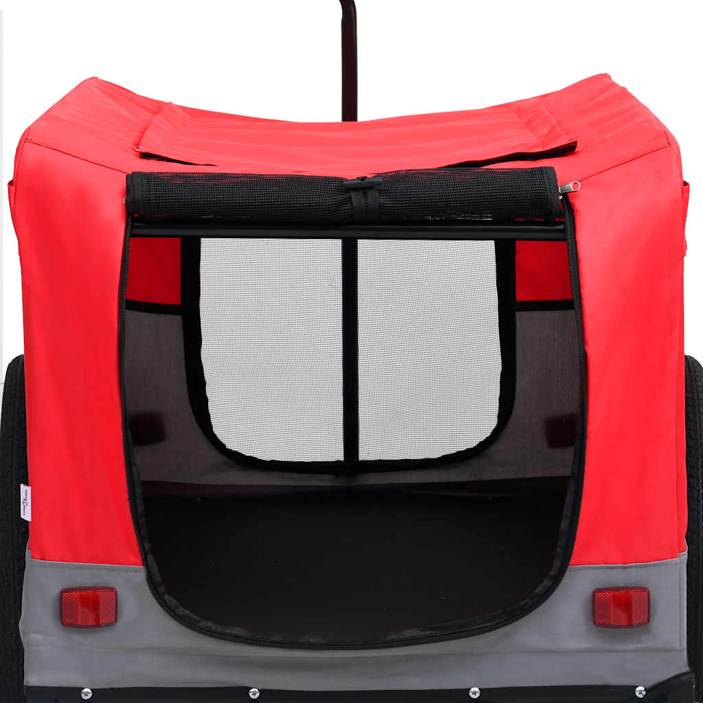Rimorchio Bici Animali e Carrello Jogging 2 in 1 Rosso e Grigio