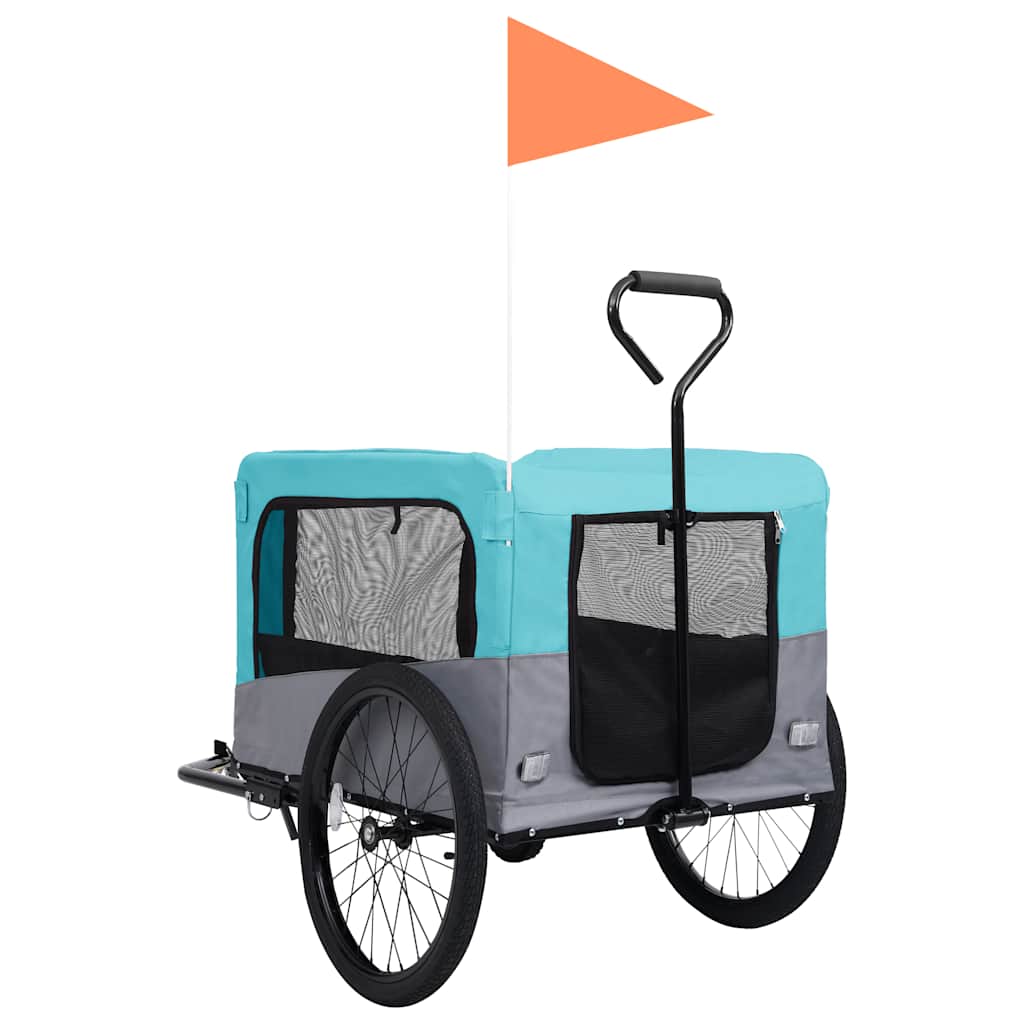 Rimorchio Bici per Animali Carrello Jogging 2in1 Blu e Grigio