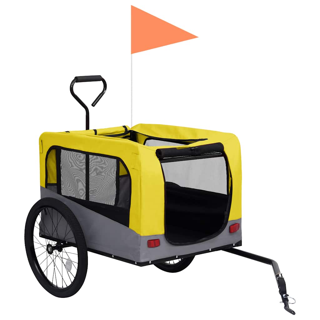 Rimorchio Bici Animali Carrello Jogging 2in1 Giallo e Grigio