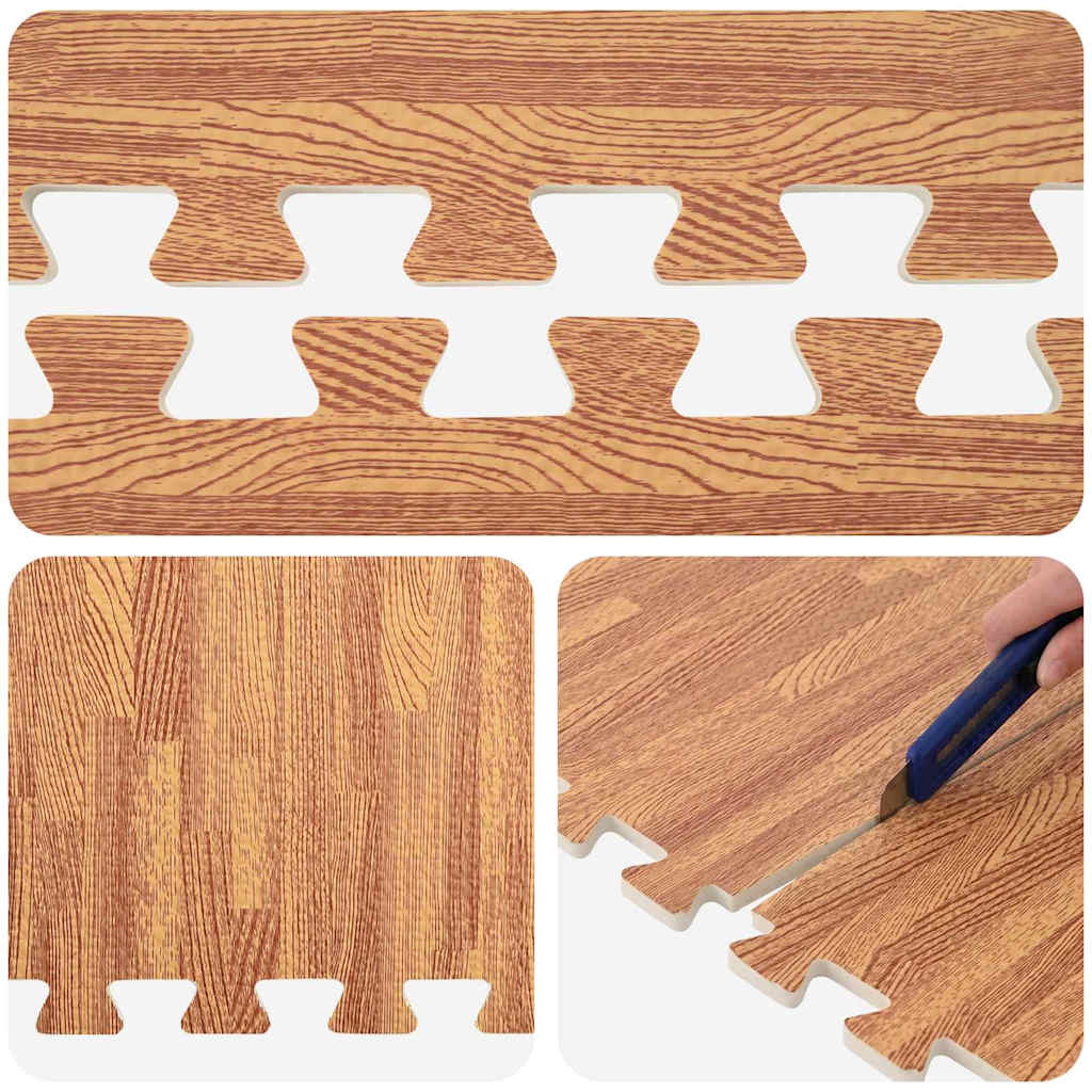 Tappetino a Incastro 12 pz Venature Legno 4,32 ㎡ Schiuma EVA