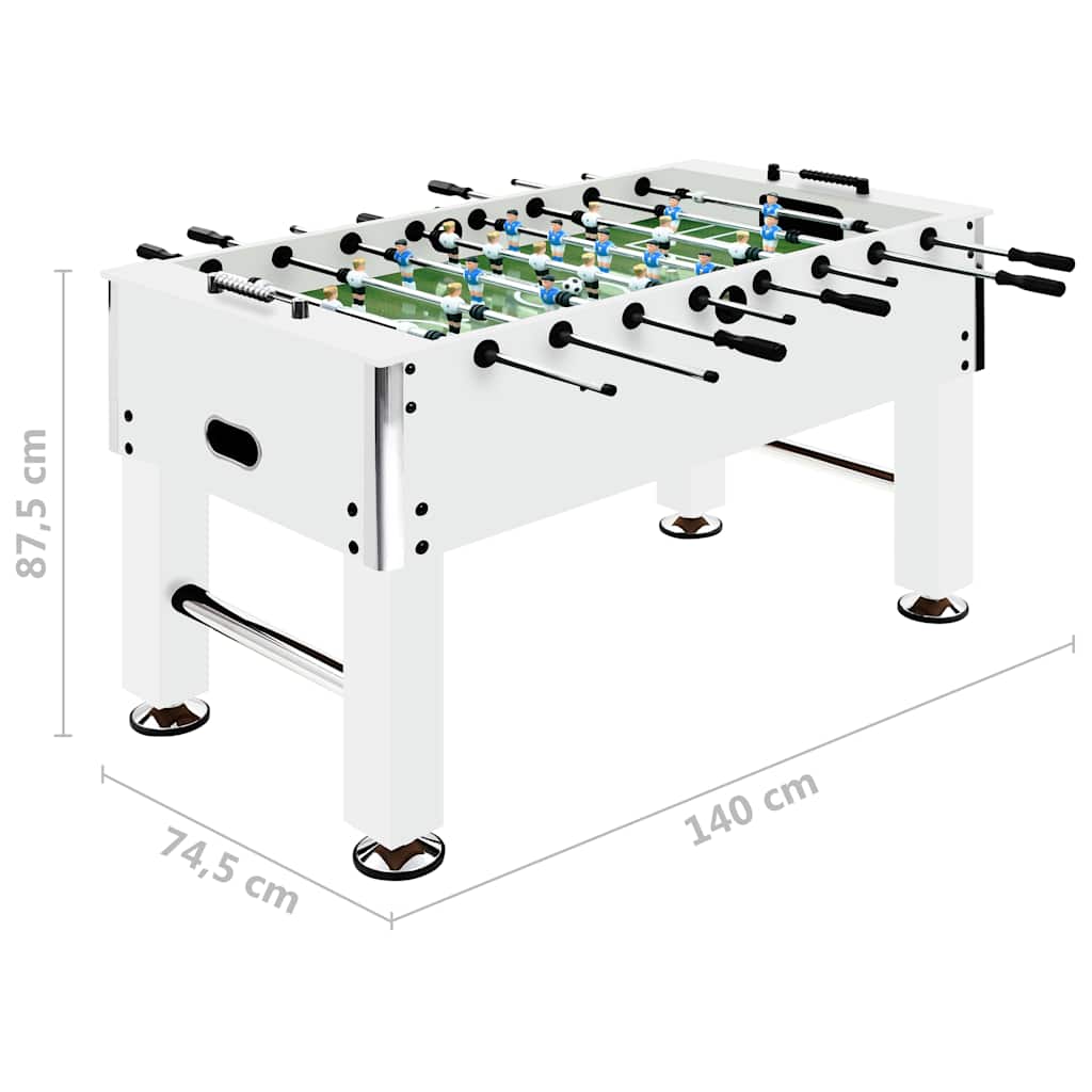 Tavolo Calcio Balilla in Acciaio 60 kg 140x74,5x87,5 cm Bianco