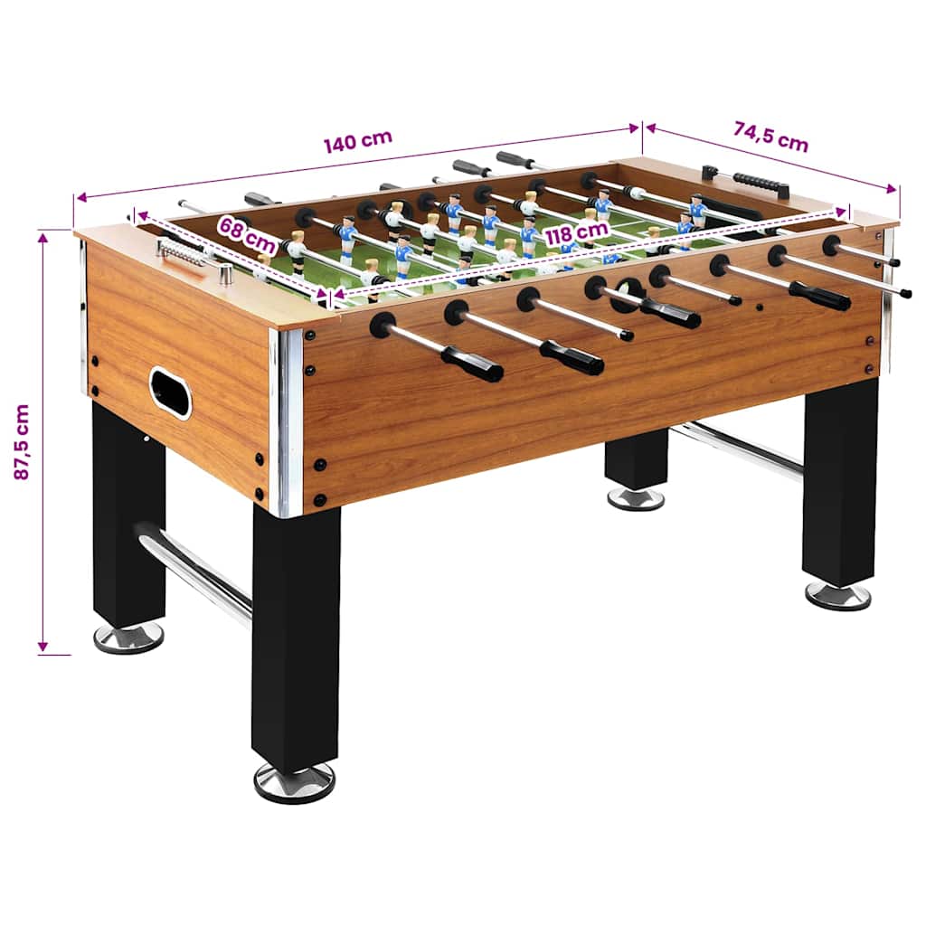 Tavolo Calcio Balilla Acciaio 140x74,5x87,5cm Marroncino e Nero