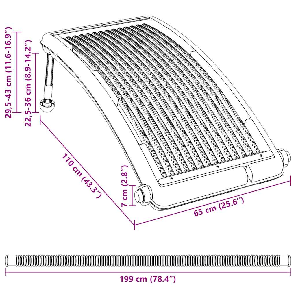 Pannello Solare Termico Curvo per Piscina 110x65 cm