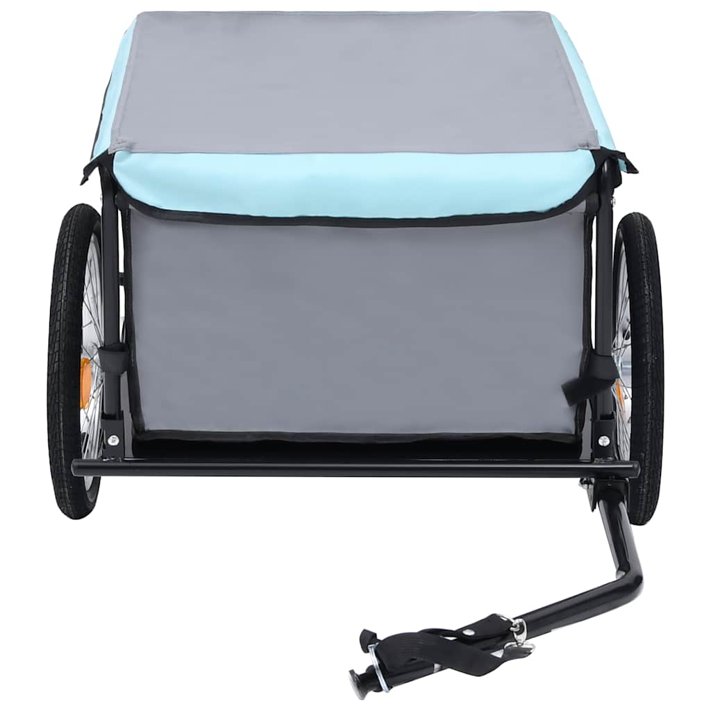 Rimorchio da Bici Grigio e Blu 65 kg