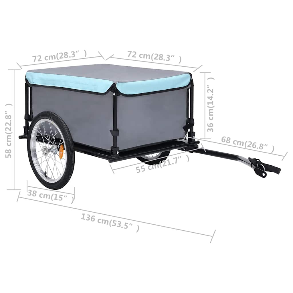 Rimorchio da Bici Grigio e Blu 65 kg