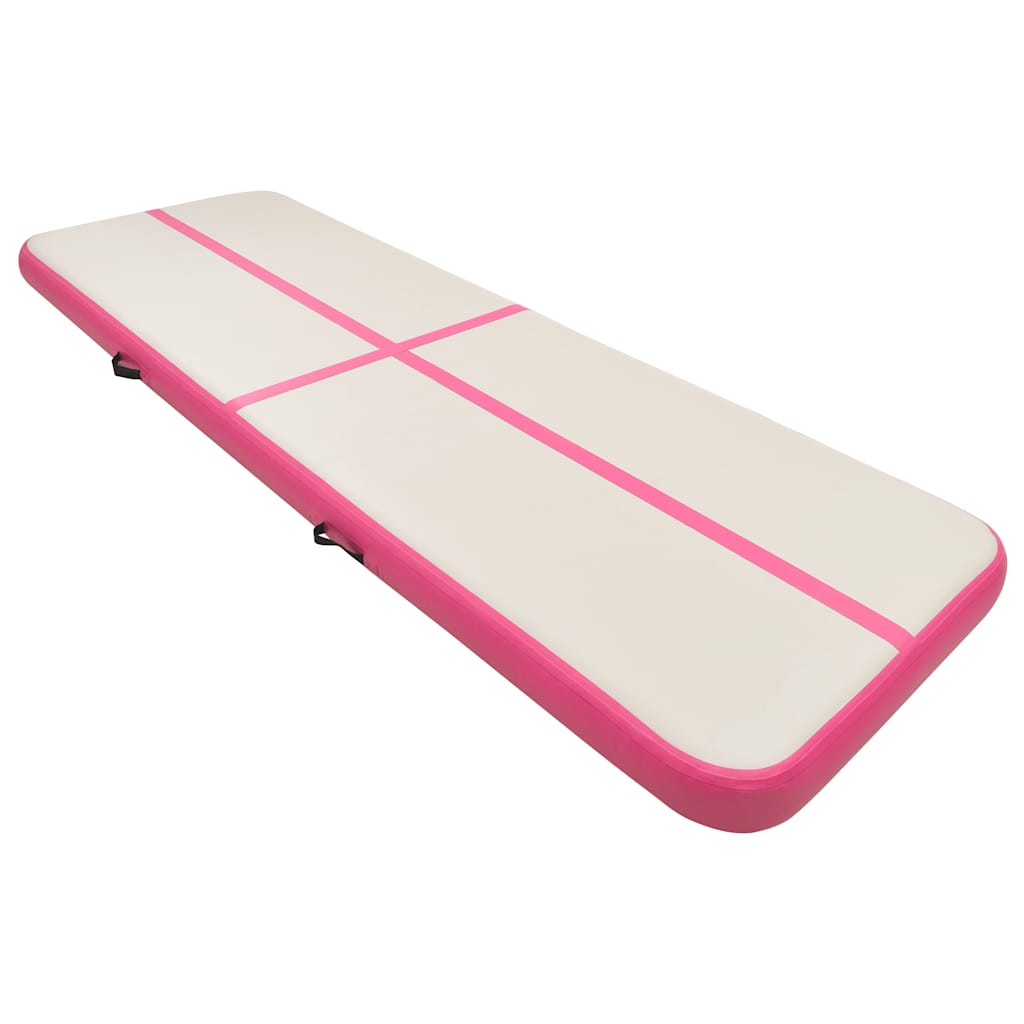Tappetino Ginnastica Gonfiabile con Pompa 400x100x15cm PVC Rosa