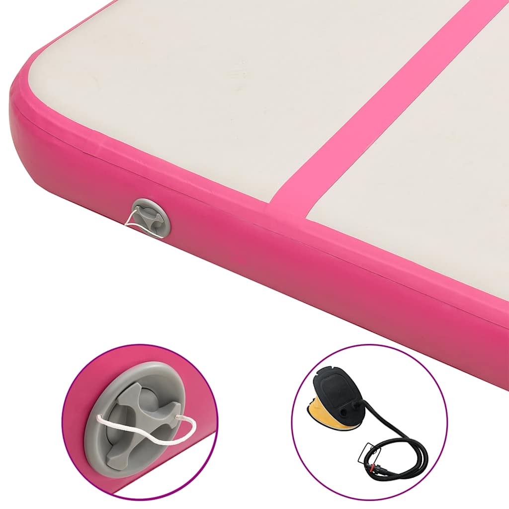 Tappetino Ginnastica Gonfiabile con Pompa 500x100x15cm PVC Rosa