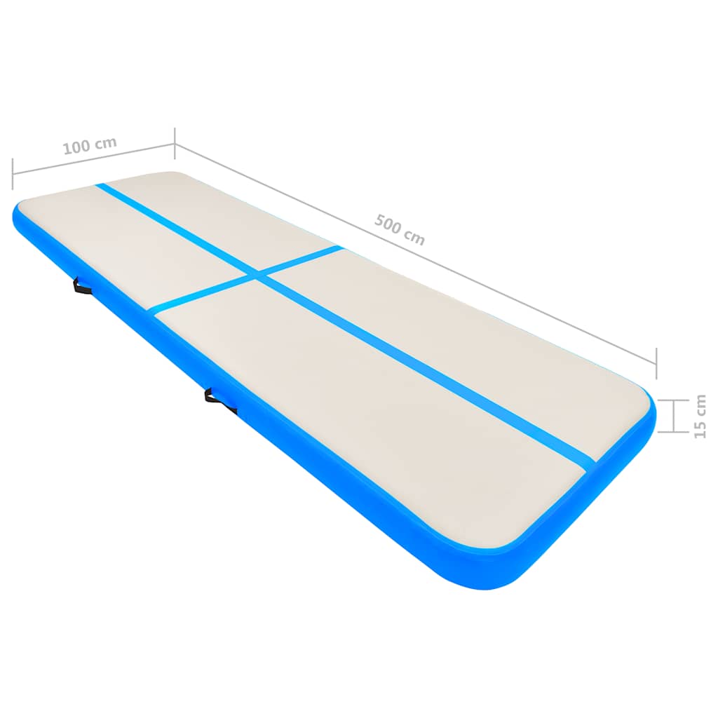 Tappetino Ginnastica Gonfiabile con Pompa 500x100x15cm PVC Blu