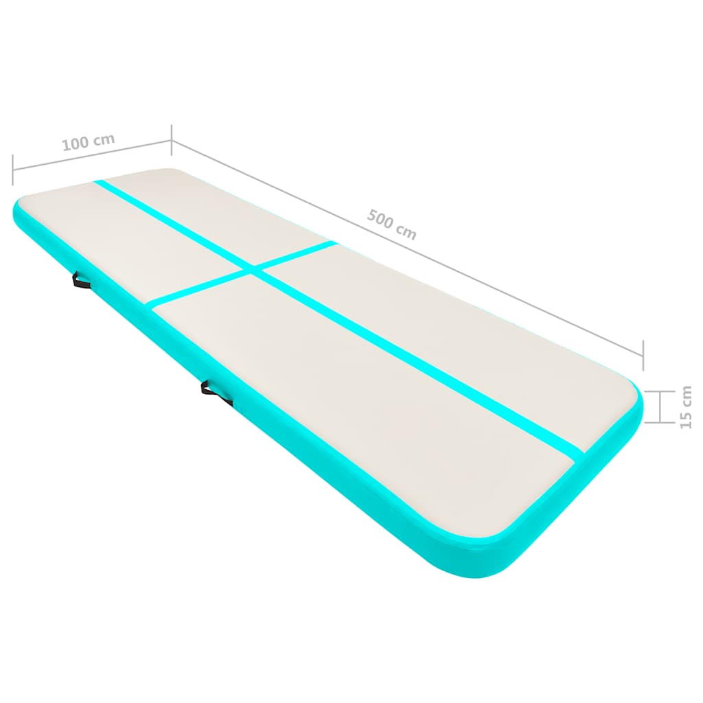 Tappetino Ginnastica Gonfiabile e Pompa 500x100x15cm PVC Verde