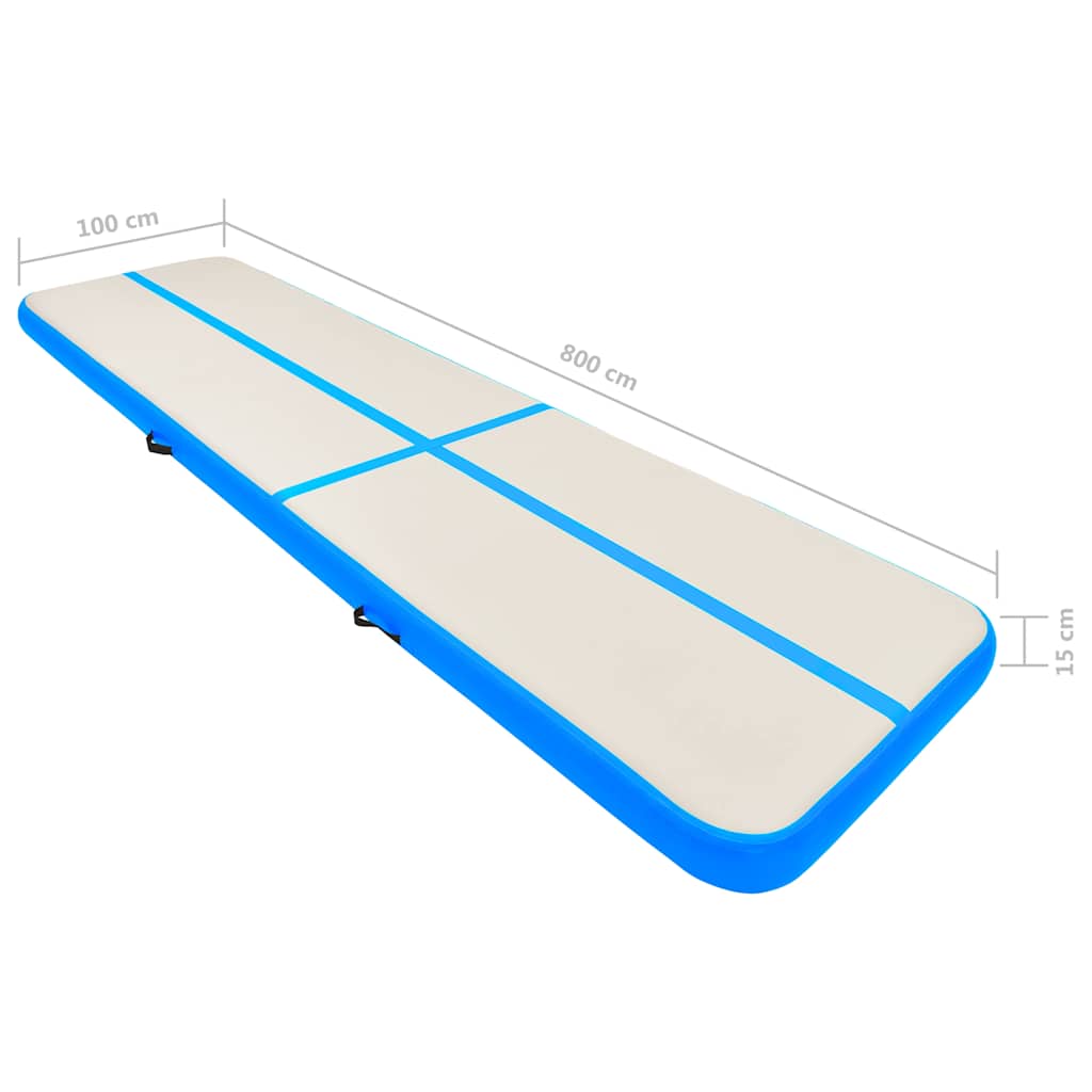 Tappetino Ginnastica Gonfiabile con Pompa 800x100x15cm PVC Blu