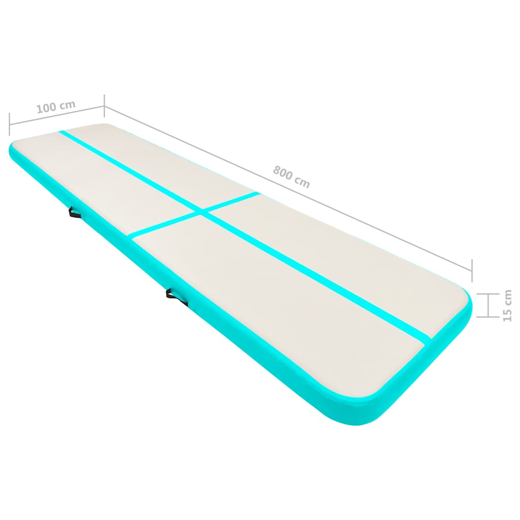 Tappetino Ginnastica Gonfiabile e Pompa 800x100x15cm PVC Verde