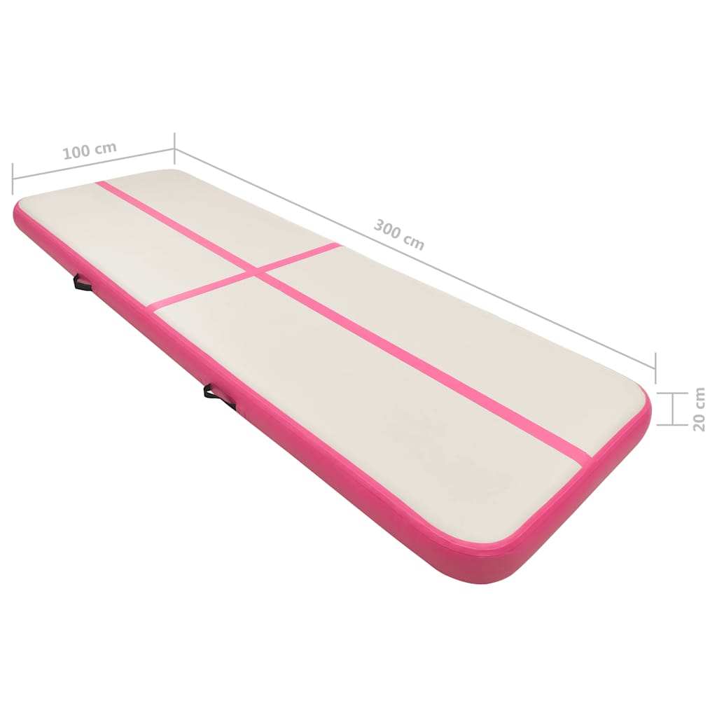 Tappetino Ginnastica Gonfiabile con Pompa 300x100x20cm PVC Rosa