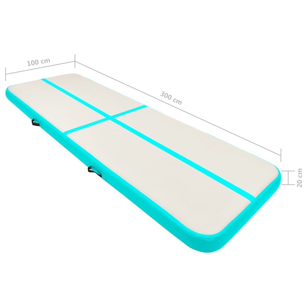 Tappetino Ginnastica Gonfiabile e Pompa 300x100x20cm PVC Verde