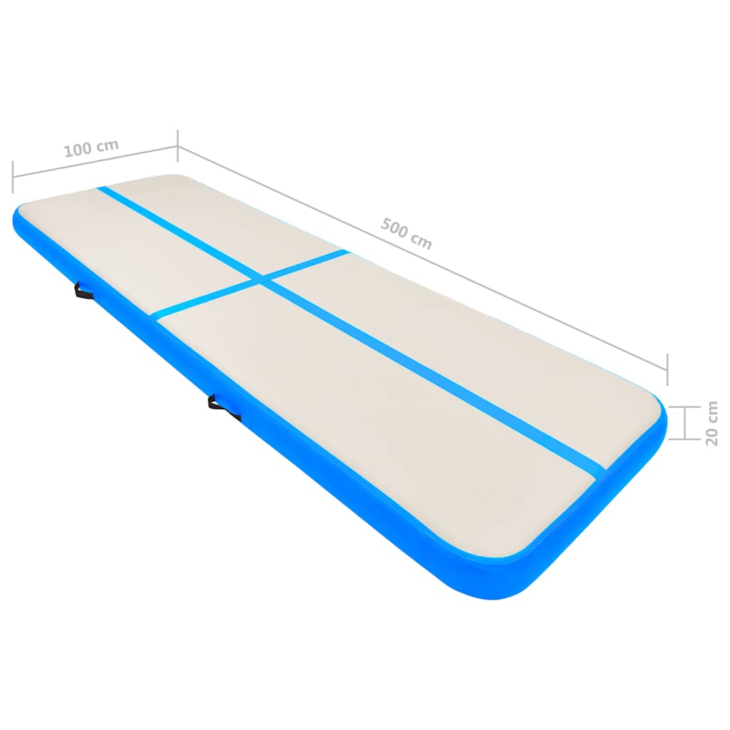Tappetino Ginnastica Gonfiabile con Pompa 500x100x20 cm PVC Blu