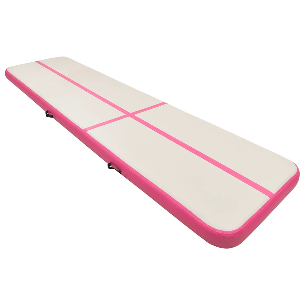 Tappetino Ginnastica Gonfiabile con Pompa 600x100x20cm PVC Rosa