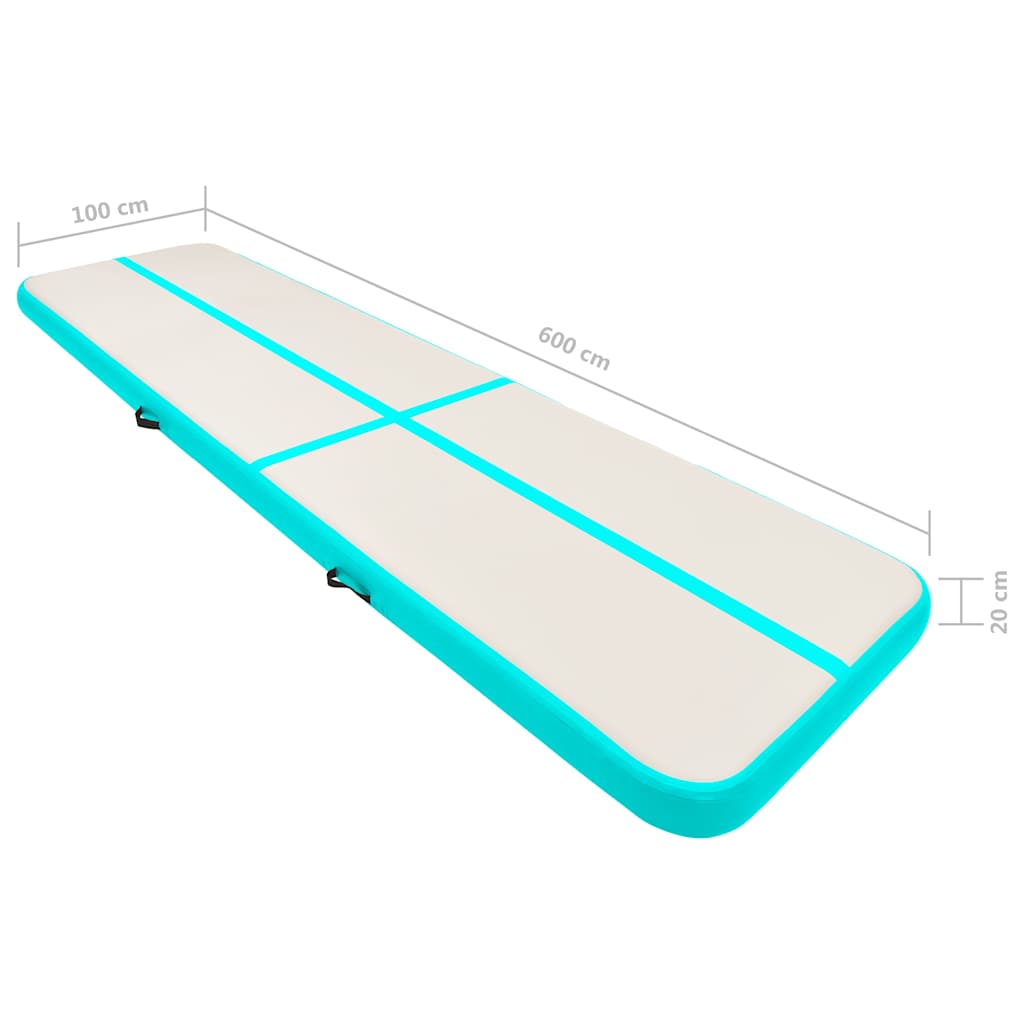 Tappetino Ginnastica Gonfiabile e Pompa 600x100x20cm PVC Verde
