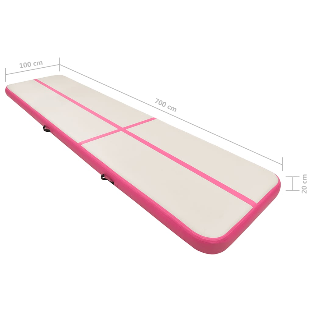 Tappetino Ginnastica Gonfiabile con Pompa 700x100x20cm PVC Rosa