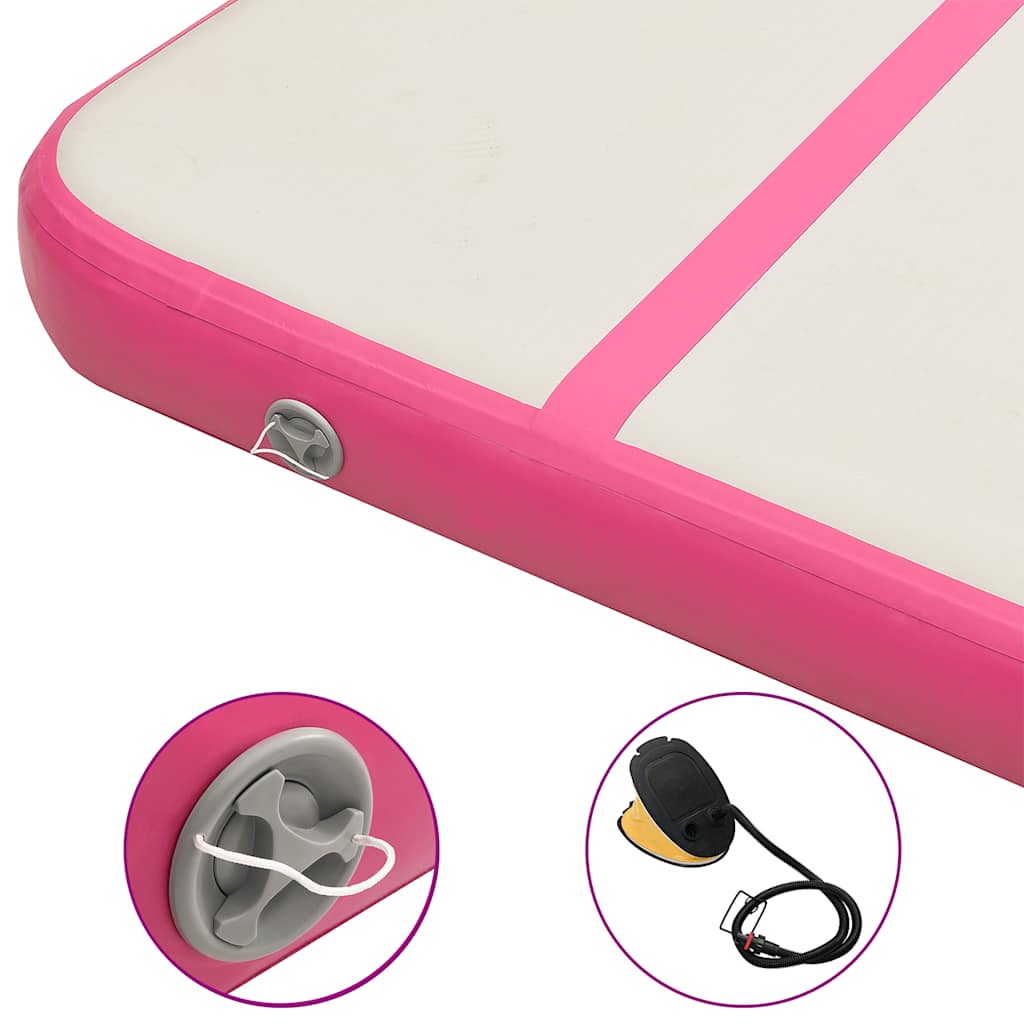 Tappetino Ginnastica Gonfiabile con Pompa 700x100x20cm PVC Rosa