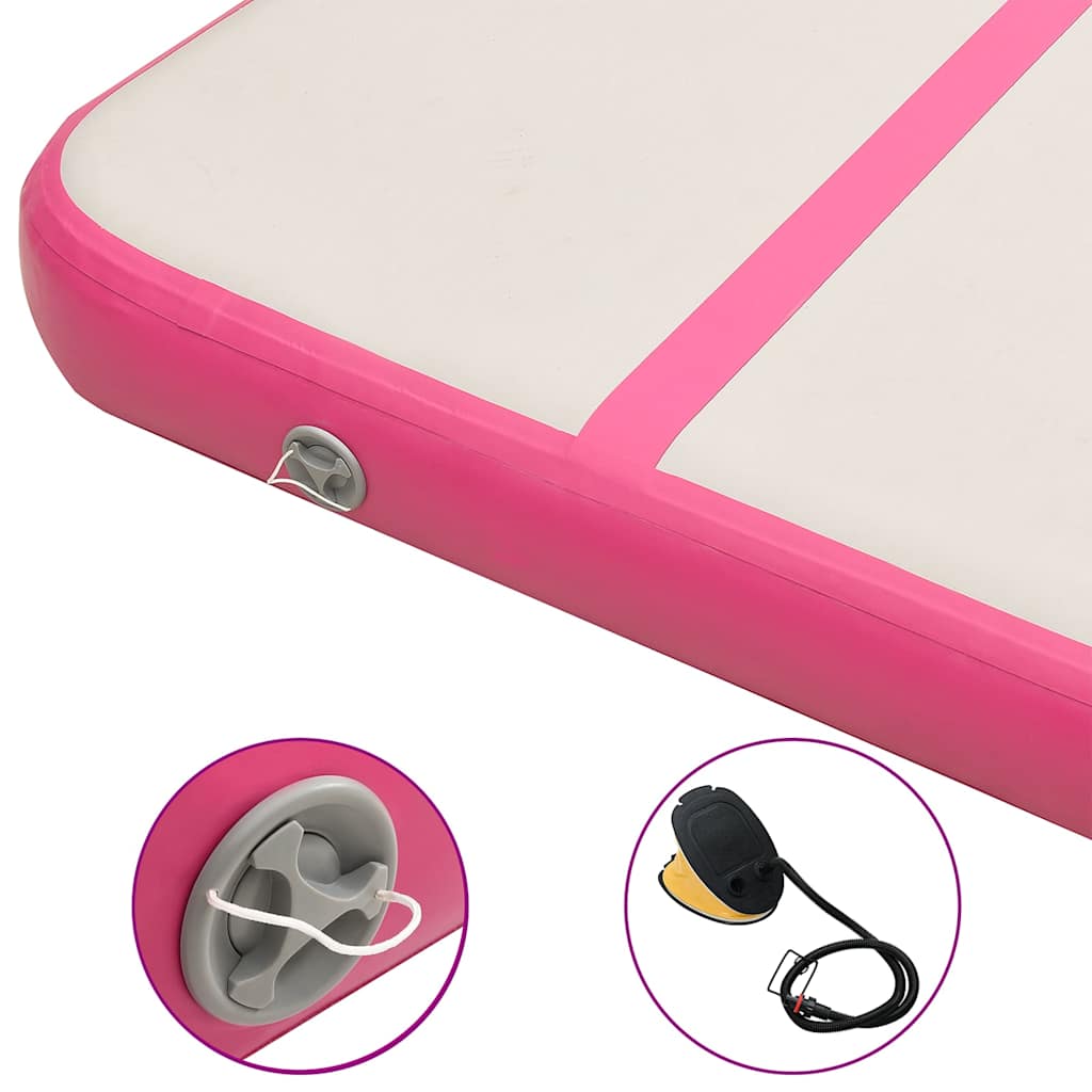 Tappetino Ginnastica Gonfiabile con Pompa 800x100x20cm PVC Rosa