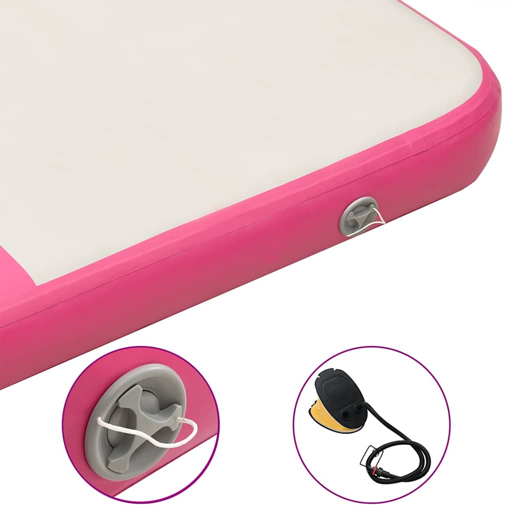 Tappetino Ginnastica Gonfiabile e Pompa 200x200x10 cm PVC Rosa