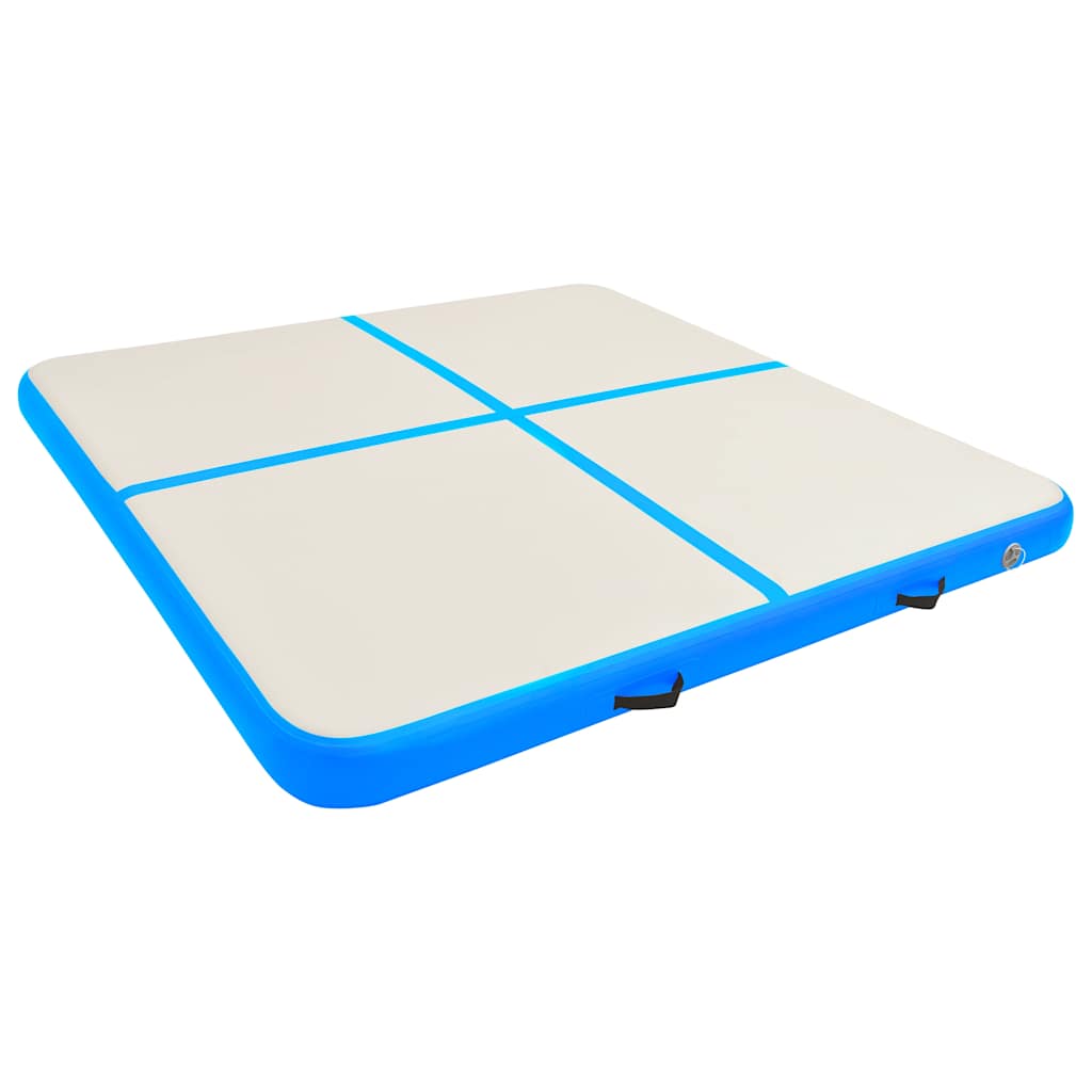 Tappetino Ginnastica Gonfiabile con Pompa 200x200x10 cm PVC Blu