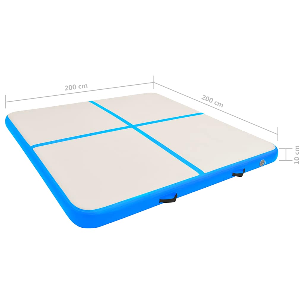Tappetino Ginnastica Gonfiabile con Pompa 200x200x10 cm PVC Blu