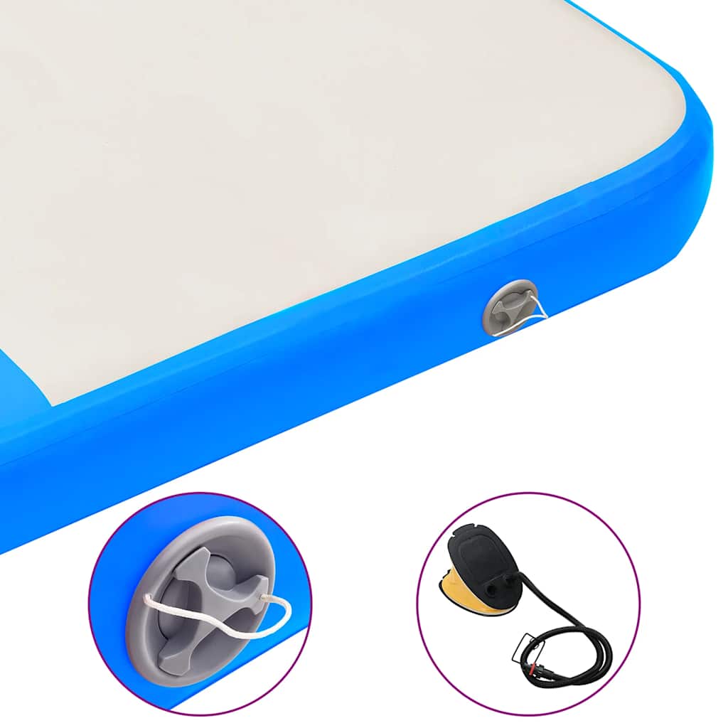 Tappetino Ginnastica Gonfiabile con Pompa 200x200x10 cm PVC Blu