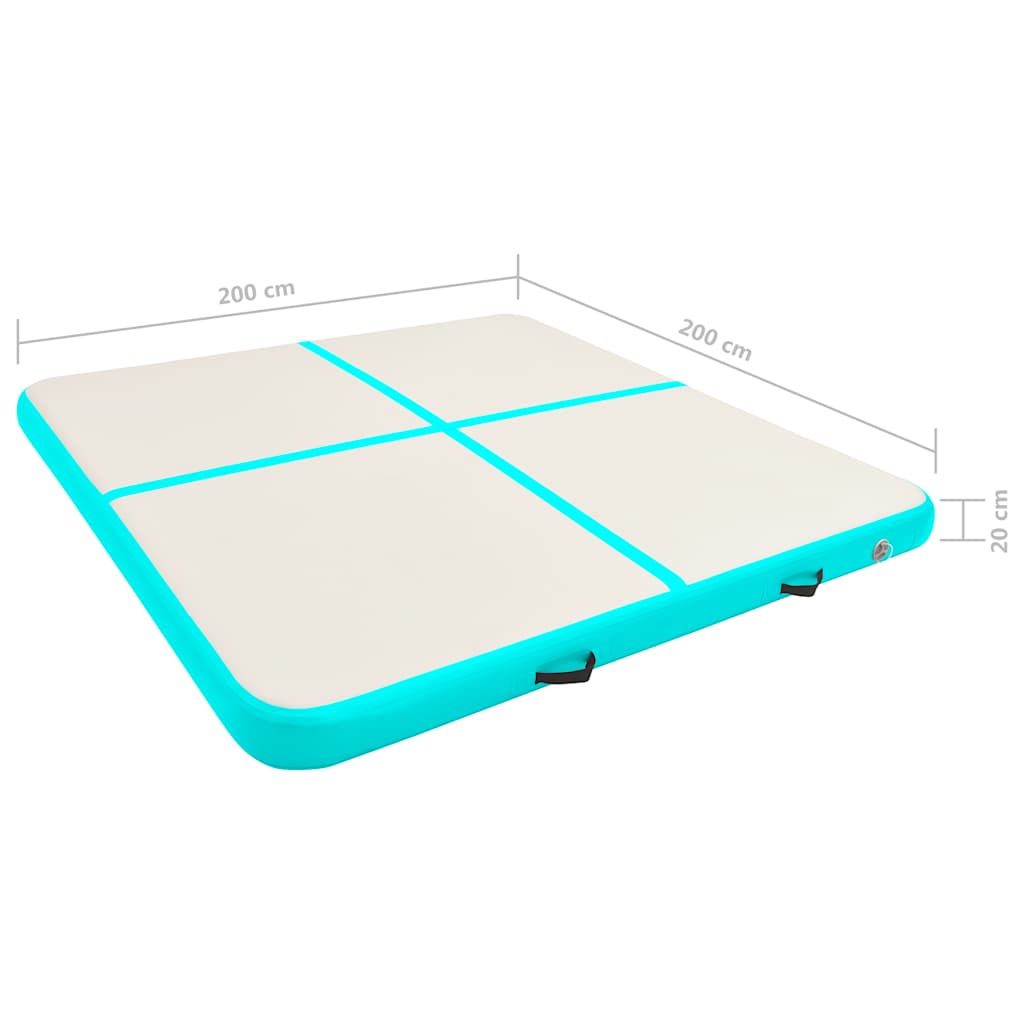 Tappetino Ginnastica Gonfiabile e Pompa 200x200x20cm PVC Verde