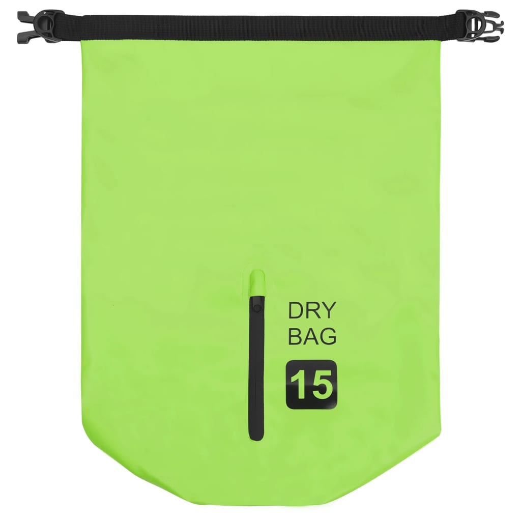 Borsa Impermeabile con Cerniera Verde 15 L in PVC