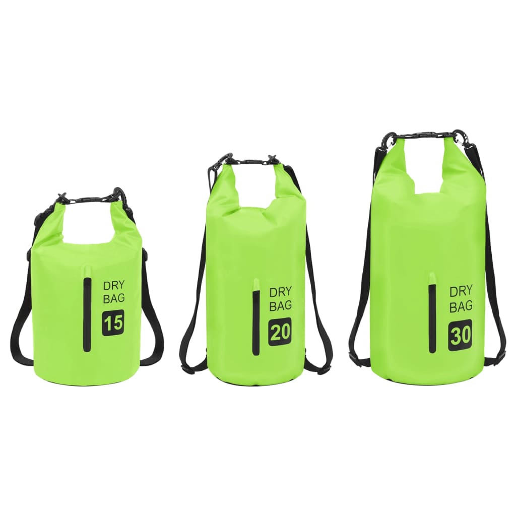 Borsa Impermeabile con Cerniera Verde 15 L in PVC